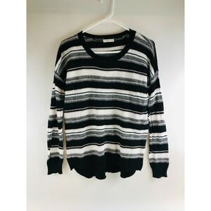 Cotton On Sweater Women's Size S Black Pink White Striped Pullover Round Neck